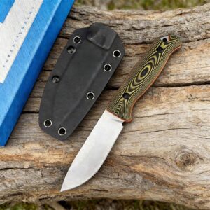 15002 Fixed Blade Knife with Kydex Sheath - 3.86" Outdoor Survival Hunting Knives S90V Steel Blade G10 Full Tang Handle for Camping Hiking Gift Men and Women