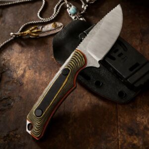 BM 15017 Hidden Canyon Hunter Fixed Blade Knife -2.79" 8Cr13MoV Steel Blade, Full Tang G10 Handle &Kydex Sheath for Outdoor, Survival & EDC, PremiumQuality Small Knife, Men's Gift